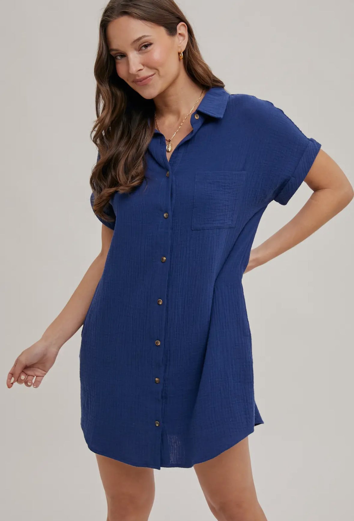 Button Down Shirt Dress with Pockets – LivMad & Company Button Down Shirt Dress with Pockets – LivMad & Company