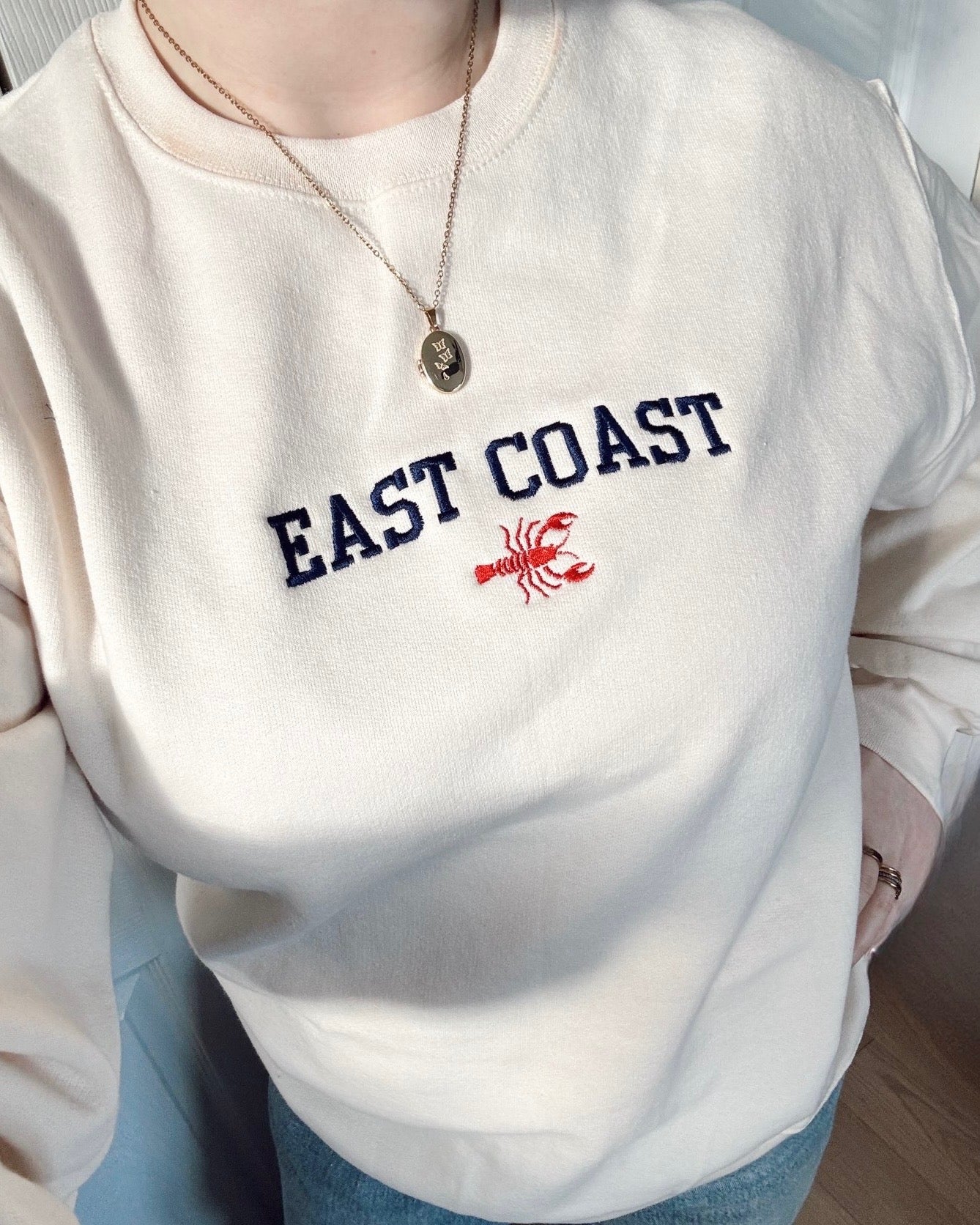 Embroidered East Coast Lobster Crewneck Sweatshirt