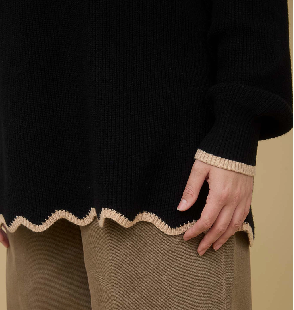 Plus Scallop Trim Knit Pullover