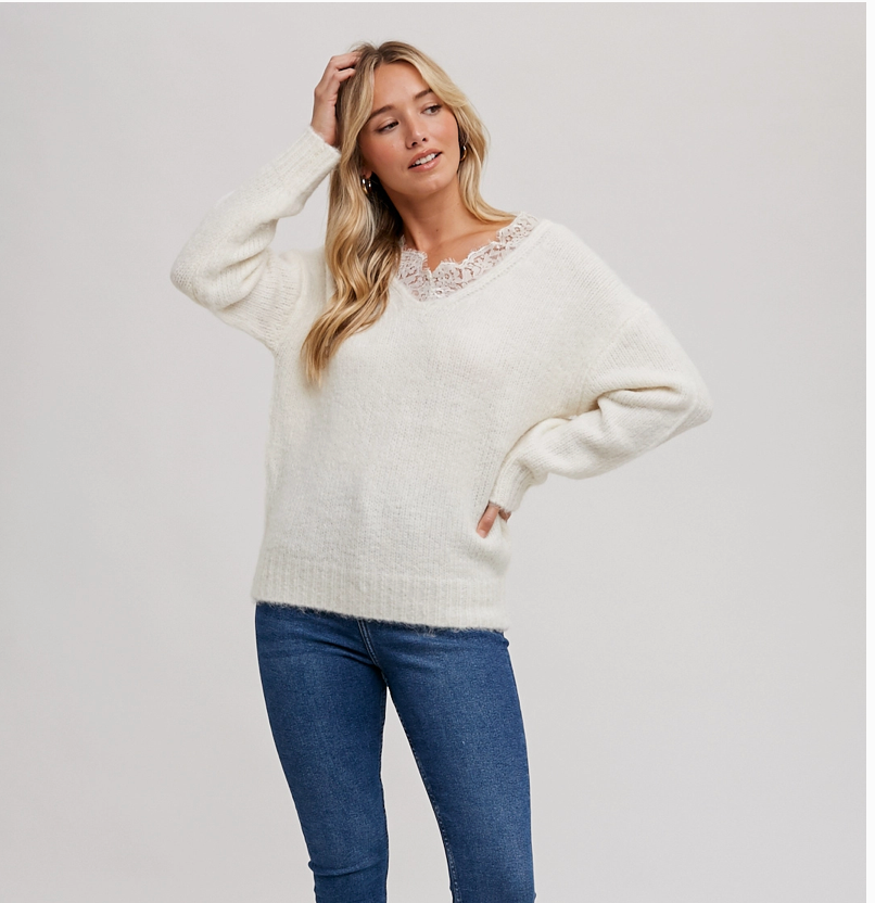 Lace Trim Sweater
