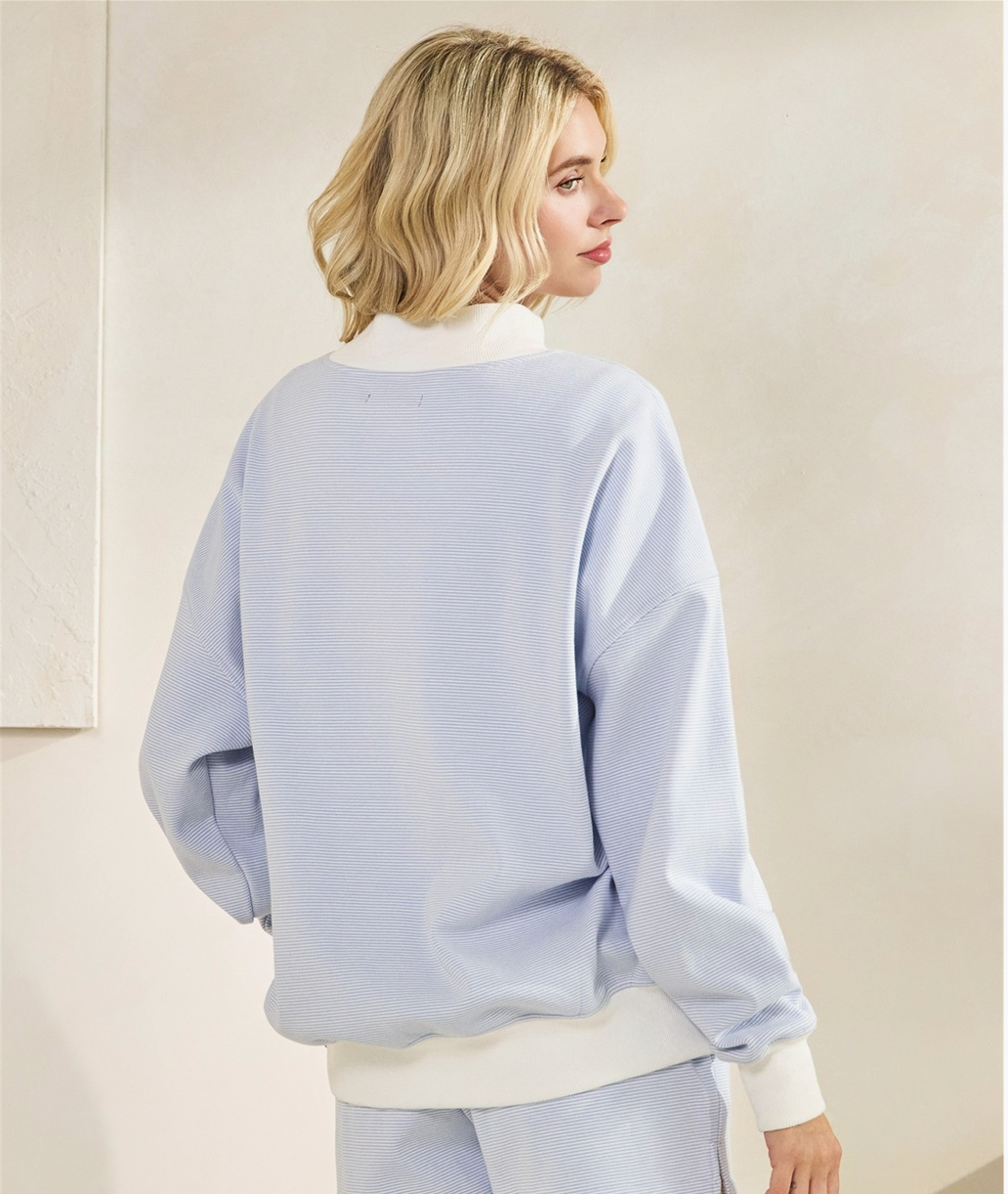 Mock Neck Striped Sweatshirt
